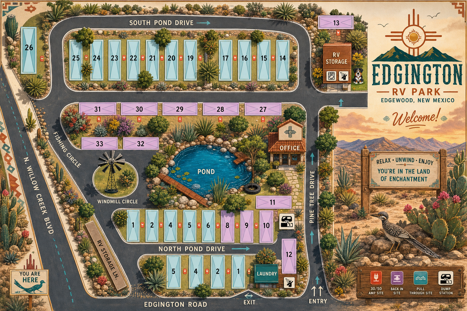 Edgington RV Park illustrated site map
